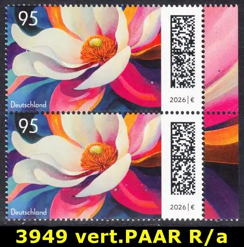 BUND 2026 Michel-# 3949 postfrisch vert.PAAR RÄNDER rechts (a)