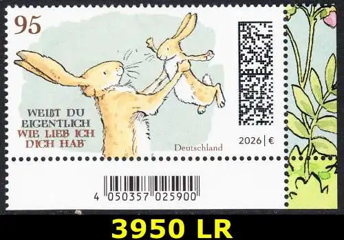 BUND 2026 Michel-# 3950 postfrisch EINZELMARKE ECKRAND unten rechts