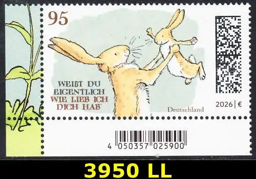BUND 2026 Michel-# 3950 postfrisch EINZELMARKE ECKRAND unten links