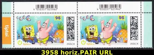BUND 2026 Michel-# 3950 postfrisch horiz.PAAR ECKRÄNDER oben rechts/links