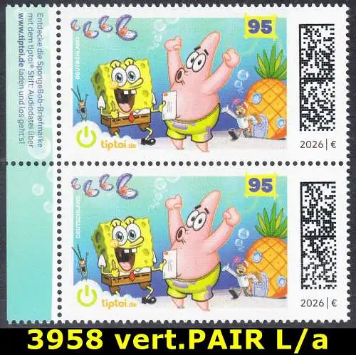BUND 2026 Michel-# 3950 postfrisch vert.PAAR RÄNDER links (a)