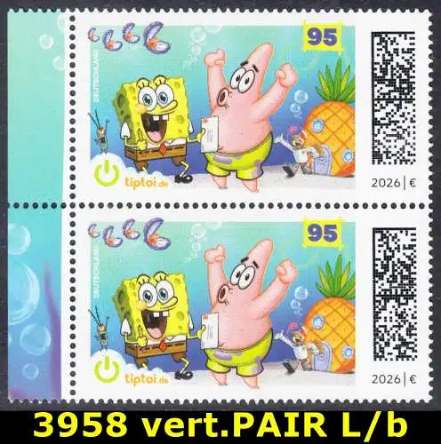 BUND 2026 Michel-# 3950 postfrisch vert.PAAR RÄNDER links (b)