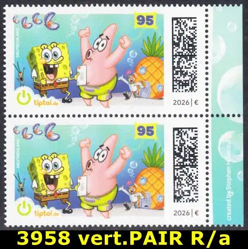 BUND 2026 Michel-# 3950 postfrisch vert.PAAR RÄNDER rechts (a)