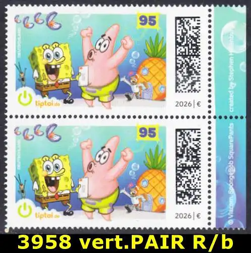 BUND 2026 Michel-# 3950 postfrisch vert.PAAR RÄNDER rechts (b)