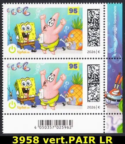 BUND 2026 Michel-# 3950 postfrisch vert.PAAR ECKRAND unten rechts 