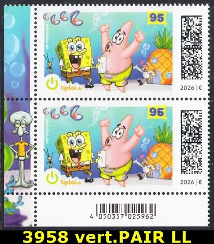 BUND 2026 Michel-# 3950 postfrisch vert.PAAR ECKRAND unten links
