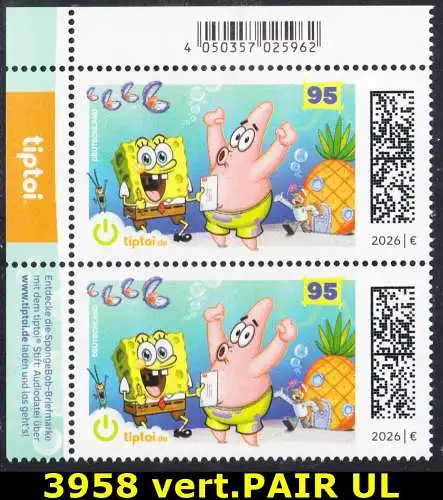 BUND 2026 Michel-# 3950 postfrisch vert.PAAR ECKRAND oben links