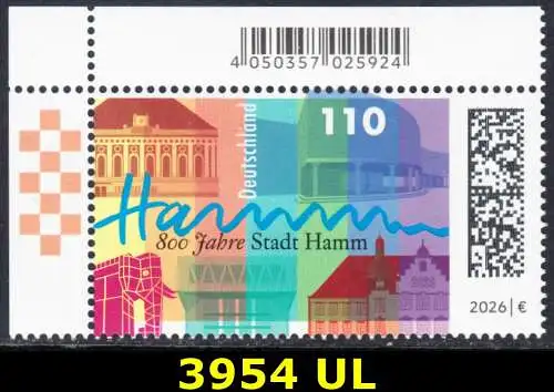 BUND 2026 Michel-# 3954 postfrisch EINZELMARKE ECKRAND oben links