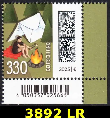 BUND 2025 Michel-# 3892 postfrisch EINZELMARKE ECKRAND unten rechts