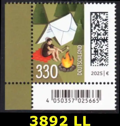 BUND 2025 Michel-# 3892 postfrisch EINZELMARKE ECKRAND unten links