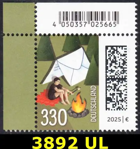 BUND 2025 Michel-# 3892 postfrisch EINZELMARKE ECKRAND oben links