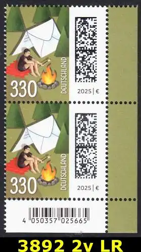 BUND 2025 Michel-# 3892 postfrisch vert.PAAR ECKRAND unten rechts