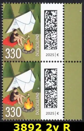 BUND 2025 Michel-# 3892 postfrisch vert.PAAR RÄNDER rechts