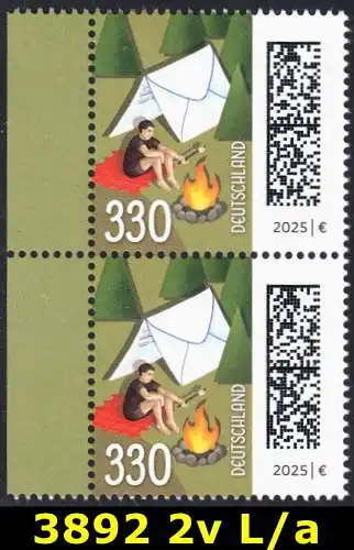 BUND 2025 Michel-# 3892 postfrisch vert.PAAR RÄNDER links (a)