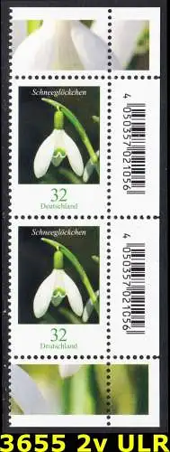 BUND 2022 Michel-# 3655 postfrisch vert.PAAR ECKRÄNDER oben/unten rechts