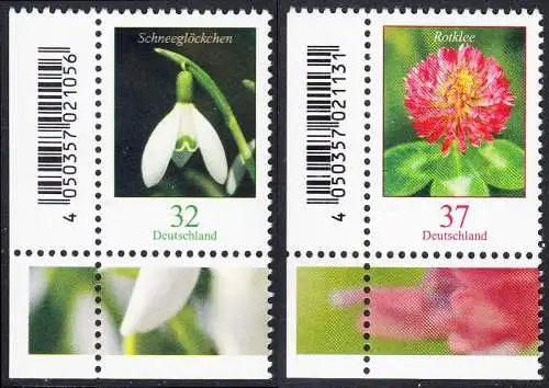 BUND 2022 Michel-# 3655-3656 postfrisch SATZ(2) EINZELMARKEN ECKRÄNDER unten links