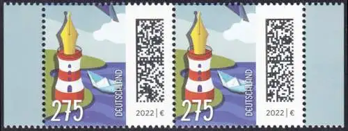 BUND 2022 Michel-# 3657 postfrisch horiz.PAAR RÄNDER rechts/links (a)