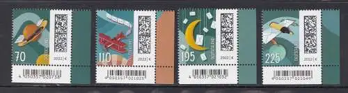 BUND 2022 Michel-# 3670-3673 postfrisch SATZ(4) EINZELMARKEN ECKRÄNDER unten rechts