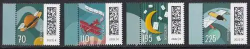 BUND 2022 Michel-# 3670-3673 postfrisch SATZ(4) EINZELMARKEN RÄNDER links (a)