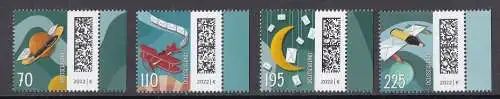 BUND 2022 Michel-# 3670-3673 postfrisch SATZ(4) EINZELMARKEN RÄNDER rechts (b)