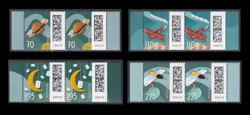 BUND 2022 Michel-# 3670-3673 postfrisch SATZ(4) horiz.PAARE RÄNDER rechts/links (a)