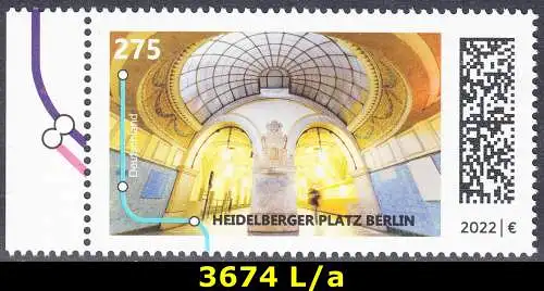 BUND 2022 Michel-# 3674 postfrisch EINZELMARKE RAND links (a)