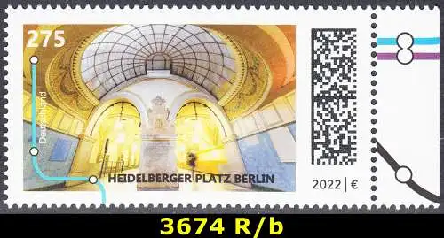 BUND 2022 Michel-# 3674 postfrisch EINZELMARKE RAND rechts (b)