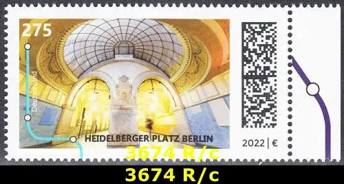 BUND 2022 Michel-# 3674 postfrisch EINZELMARKE RAND rechts (c)