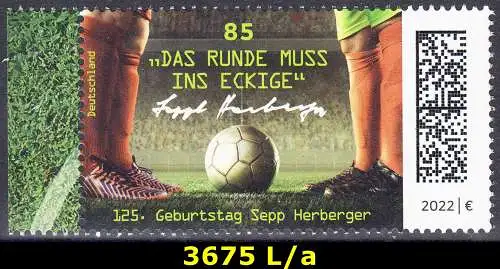 BUND 2022 Michel-# 3675 postfrisch EINZELMARKE RAND links (a)