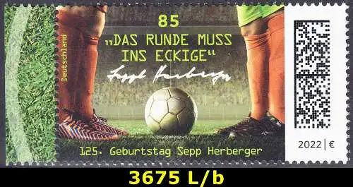 BUND 2022 Michel-# 3675 postfrisch EINZELMARKE RAND links (b)