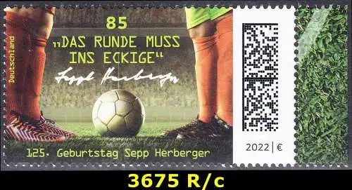 BUND 2022 Michel-# 3675 postfrisch EINZELMARKE RAND rechts (c)