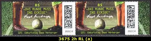 BUND 2022 Michel-# 3675 postfrisch horiz.PAAR RÄNDER rechts/links (a)