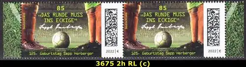 BUND 2022 Michel-# 3675 postfrisch horiz.PAAR RÄNDER rechts/links (c)