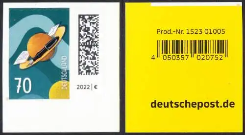 BUND 2022 Michel-# 3678 postfrisch EINZELMARKE MH (EAN)