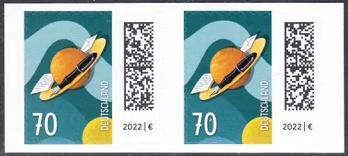 BUND 2022 Michel-# 3678 postfrisch horiz.PAAR MH (a3)