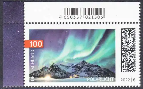 BUND 2022 Michel-# 3680 postfrisch EINZELMARKE ECKRAND oben links
