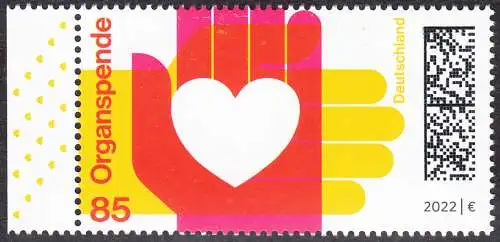 BUND 2022 Michel-# 3693 postfrisch  EINZELMARKE RAND links (a)
