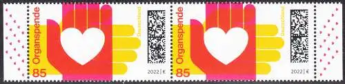 BUND 2022 Michel-# 3693 postfrisch  horiz.PAAR RÄNDER rechts/links (b)