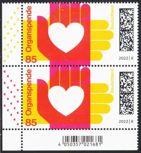 BUND 2022 Michel-# 3693 postfrisch  vert.PAAR ECKRAND unten links