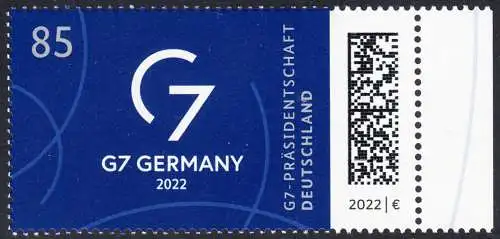 BUND 2022 Michel-# 3694 postfrisch  EINZELMARKE RAND rechts (a)