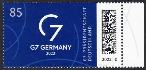 BUND 2022 Michel-# 3694 postfrisch  EINZELMARKE RAND rechts (b)