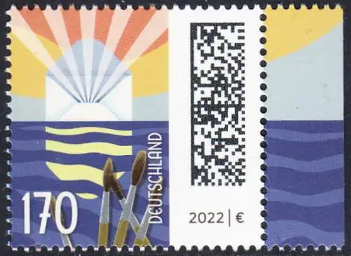 BUND 2022 Michel-# 3695 postfrisch  EINZELMARKE RAND rechts (b)