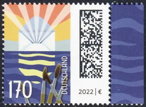 BUND 2022 Michel-# 3695 postfrisch  EINZELMARKE RAND rechts (c)
