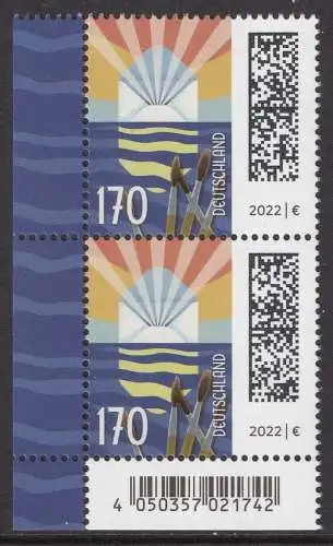 BUND 2022 Michel-# 3695 postfrisch  vert.PAAR ECKRAND unten links