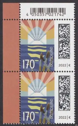 BUND 2022 Michel-# 3695 postfrisch  vert.PAAR ECKRAND oben links