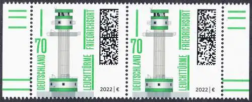 BUND 2022 Michel-# 3696 postfrisch  horiz.PAAR RÄNDER rechts/links