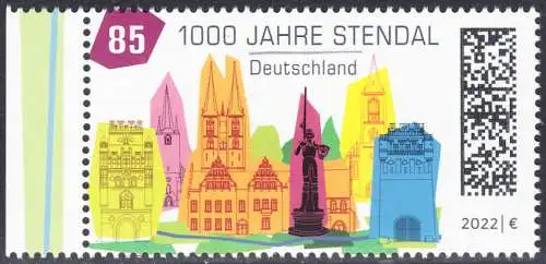 BUND 2022 Michel-# 3698 postfrisch EINZELMARKE RAND links (c)