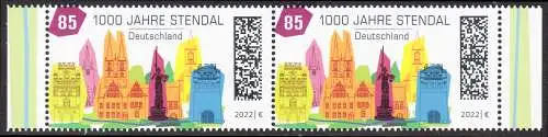 BUND 2022 Michel-# 3698 postfrisch horiz.PAAR RÄNDER rechts/links (a)