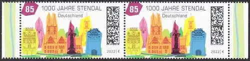 BUND 2022 Michel-# 3698 postfrisch horiz.PAAR RÄNDER rechts/links (b)