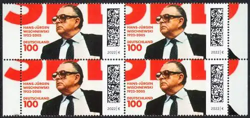 BUND 2022 Michel-# 3700 postfrisch BLOCK RÄNDER rechts/links